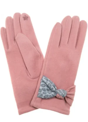 UNTUCKit Gloves, Scarves & Hats*Accessories By Park Lane Leopard Print Bow Gloves Pink