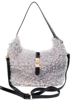 UNTUCKit Bags & Purses*Accessories By Park Lane Pebble Faux Fur Bag Grey