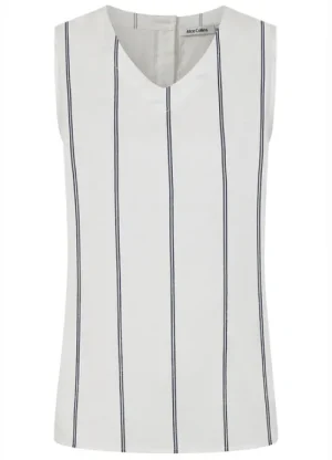 UNTUCKit Tops & Cardigans*Alice Collins Rose Striped V-Neck Sleeveless Top White