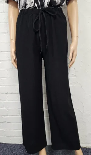 UNTUCKit Skirts & Trousers*Anamor Wide Leg Crinkle Trousers Black