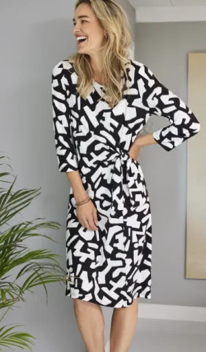 UNTUCKit Dresses*Brandtex Abstract Print Dress Black