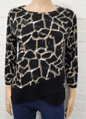UNTUCKit Tops & Cardigans*Claudia C Animal Print Contrast Hem Top Black