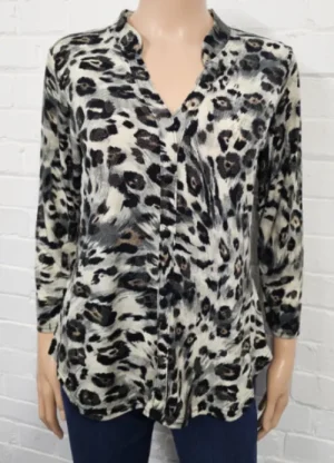 UNTUCKit Tops & Cardigans*Claudia C Animal Print Glittered 3/4 Length Sleeve Top Beige