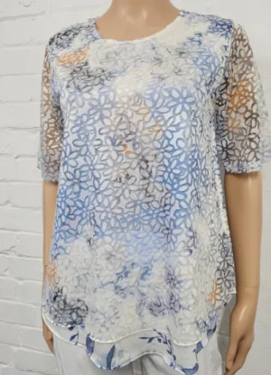 UNTUCKit Tops & Cardigans*Claudia C Flower Burnout Layer Top Blue