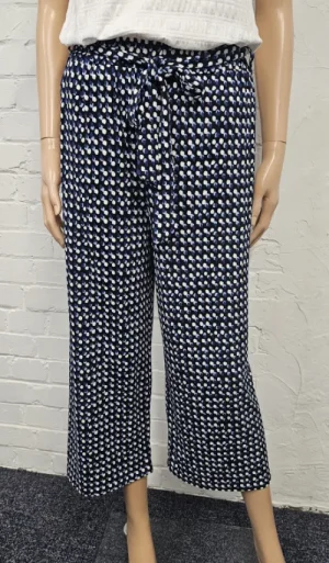 UNTUCKit Skirts & Trousers*Claudia C Spot Patterned Crop Trousers With Tie Belt Navy