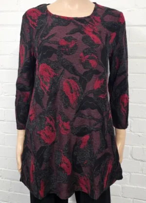 UNTUCKit Tops & Cardigans*Claudia C Floral Tunic Wine