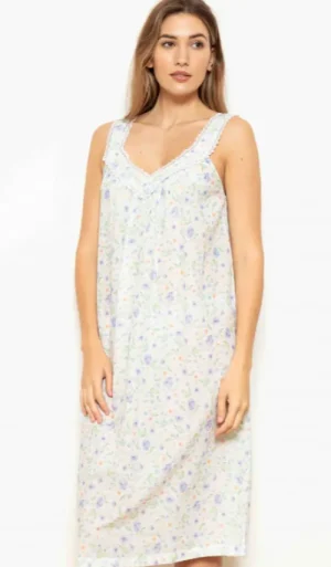 UNTUCKit Nightdresses*Cottonreal Elle Cotton Voile Wide Strappy Nightdress Blue