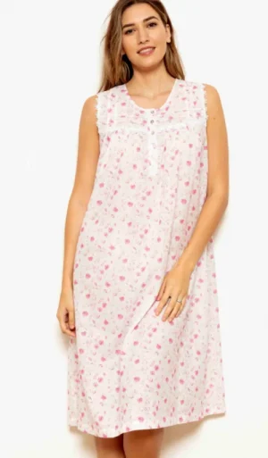 UNTUCKit Nightdresses*Cottonreal Kira Super Voile Rose Sleeveless Nightdress Pink