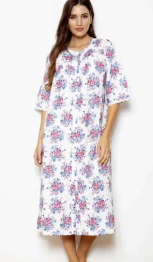 UNTUCKit Nightdresses*Cottonreal Noels 100% Cotton Sateen Rosebud Button Through Nightdress White