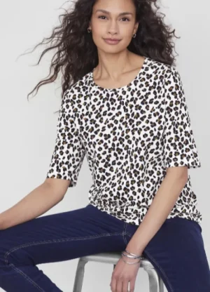 UNTUCKit Tops & Cardigans*Damart 100% Cotton Round Neck T-Shirt Leopard Print