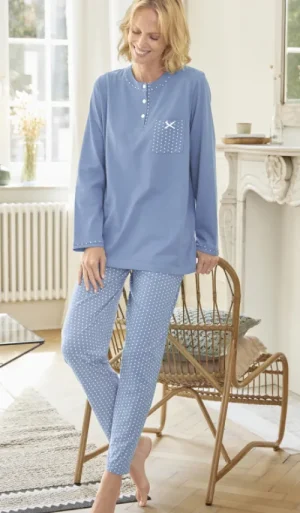 UNTUCKit Pyjamas*Damart Pull-on Cotton Pyjama Blue