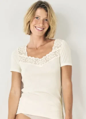 UNTUCKit Vests*Damart Thermal Soft Warmth Short Sleeve Top Off - White