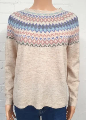 UNTUCKit Tops & Cardigans*Fairisle Pattern Round Neck Jumper Beige