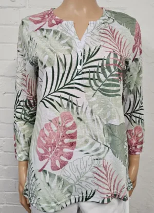 UNTUCKit Tops & Cardigans*Forever One Long Sleeve Leaf Print Top Green