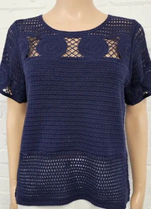 UNTUCKit Tops & Cardigans*Hepburn Crochet Short Sleeve Top Navy