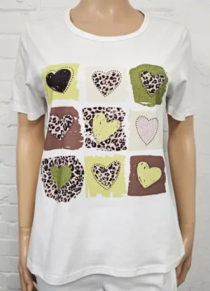 UNTUCKit Tops & Cardigans*Hepburn Leopard Print Hearts Round Neck T-Shirt Green