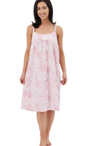 UNTUCKit Nightdresses*Indigo Sky 100% Cotton Lucia Floral Range Double Strap Chemise Pink
