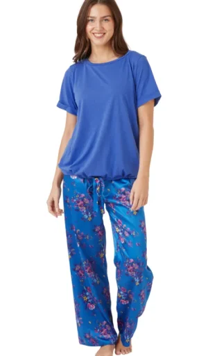 UNTUCKit Pyjamas*Indigo Sky Satin Floral Range Pyjama Blue