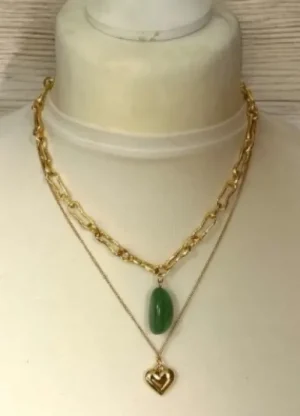 UNTUCKit Jewellery*Jess And Lou Layered Link Necklace With Emerald Stone