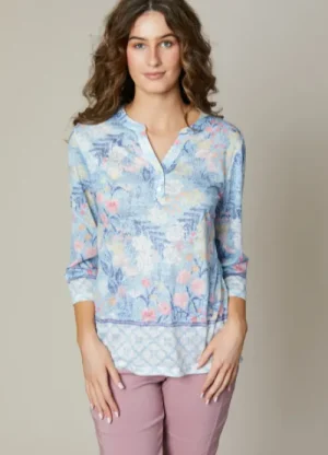 UNTUCKit Tops & Cardigans*Jessica Graaf Notch Neck Floral Printed Top Blue
