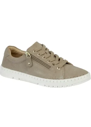 UNTUCKit Shoes & Slippers*Jo & Joe Ladies Cadiz Real Suede Trainers Taupe