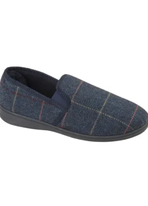 UNTUCKit Slippers*Jo & Joe Mens Lawrence Check Slippers Navy