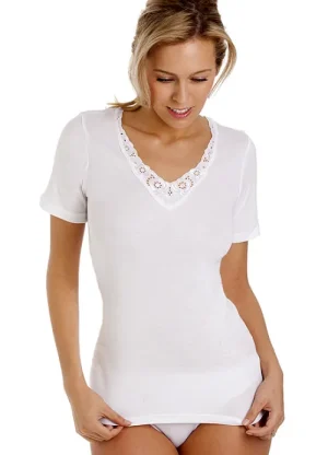 UNTUCKit Vests*La Marquise 100% Cotton Short Sleeve Motif Vest White