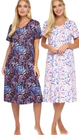 UNTUCKit Nightdresses*La Marquise Berried Teasure Jersey Short Sleeve Soft Touch Nightdress 2 Pack