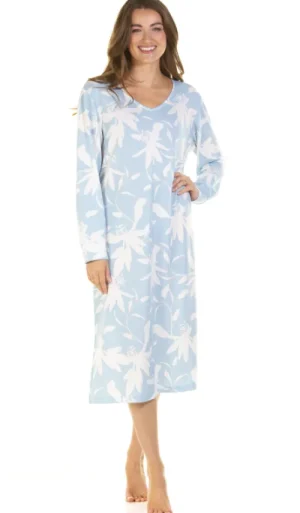 UNTUCKit Nightdresses*La Marquise Floral Deluxe Long Sleeve Nightdress Blue