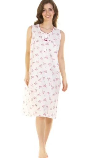 UNTUCKit Nightdresses*La Marquise Meadow Polycotton Sleeveless Nightdress Pink