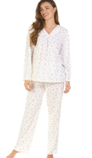 UNTUCKit Pyjamas*La Marquise Pleated Susan Cotton Rich Long Sleeve Pyjama Ivory