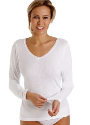 UNTUCKit Vests*La Marquise Viloft Thermal Long Sleeve Vest White