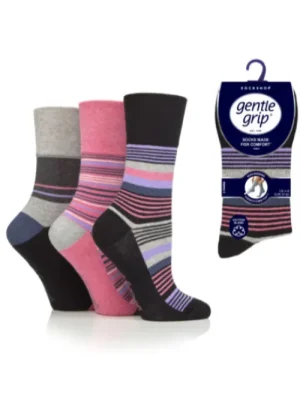 UNTUCKit Socks*Ladies 3 Pair Pack Gentle Grip Dream Discovery Socks Multi