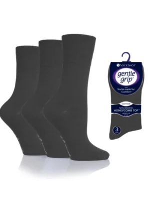 UNTUCKit Socks*Ladies 3 Pair Pack Of Gentle Grip Socks In Charcoal Grey