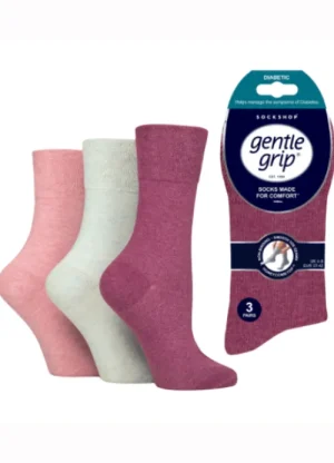 UNTUCKit Socks*Ladies Diabetic Gentle Grip 3 Pair Pack Sherbert Mix Socks Mixed