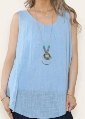 UNTUCKit Tops & Cardigans*LV Clothing Crinkle Cotton Mix Vest Blue