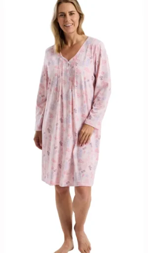 UNTUCKit Nightdresses*Marlon Autumn Leaf Pintuck Nightdress Pink