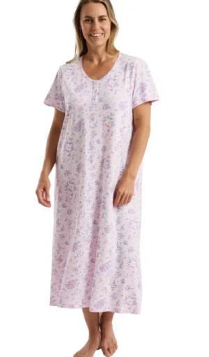 UNTUCKit Nightdresses*Marlon Bouquet Pastel Print Short Sleeve Jersey Nightdress Pink