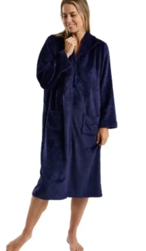 UNTUCKit Housecoats*Marlon Embossed Swirl Flannel Fleece Tassel Zip Front Housecoat