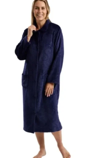 UNTUCKit Housecoats*Marlon Embossed Swirl Flannel Fleece Button Housecoat