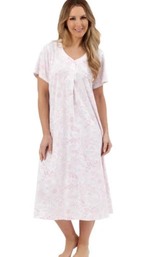 UNTUCKit Nightdresses*Marlon Jersey Linear Floral Short Sleeve Nightdress Pink