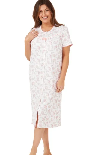 UNTUCKit Nightdresses*Marlon Paisley Range Short Sleeve Button Through Nightdress Pink