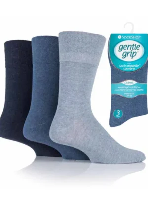 UNTUCKit Socks|Socks & Extras*Mens 3 Pack Gentle Grip Diabetic Socks Blue Assortment Multi