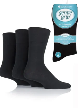UNTUCKit Socks|Socks & Extras*Mens 3 Pack Gentle Grip Diabetic Socks Plain Black