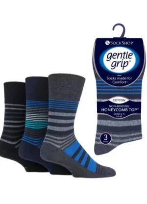 UNTUCKit Socks|Socks & Extras*Mens 3 Pack Gentle Grip Linear Vison Socks Black