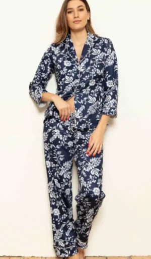 UNTUCKit Pyjamas*Midnight Fern 100% Cotton Fleece Pyjamas Navy