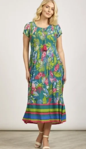 UNTUCKit Dresses*Mudflower Bright Summer Print Dress Navy