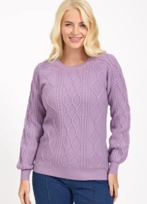 UNTUCKit Tops & Cardigans*Mudflower Cable Knit Round Neck Jumper Lilac