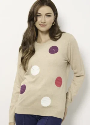 UNTUCKit Tops & Cardigans*Mudflower Circle Stitch Jumper Beige