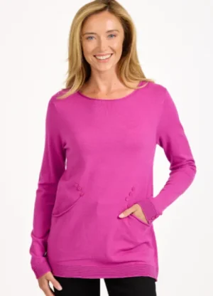 UNTUCKit Tops & Cardigans*Mudflower Diamante Button Jumper Magenta